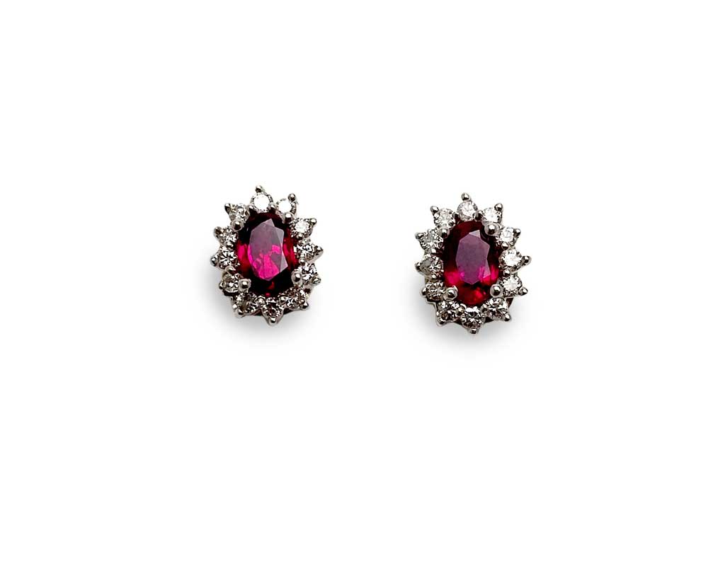 Ruby & Diamond Cluster Earrings Image